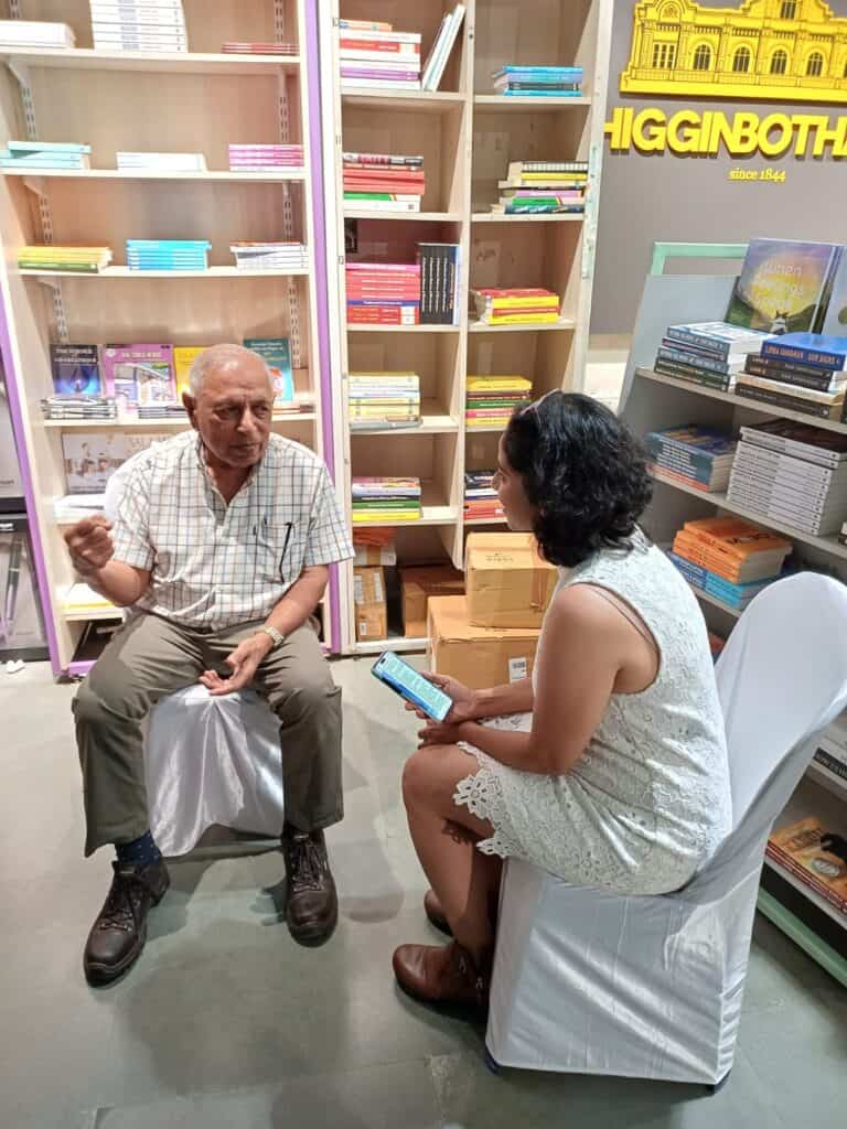 Raksha interviewing Sqn Ldr Pushp Vaid