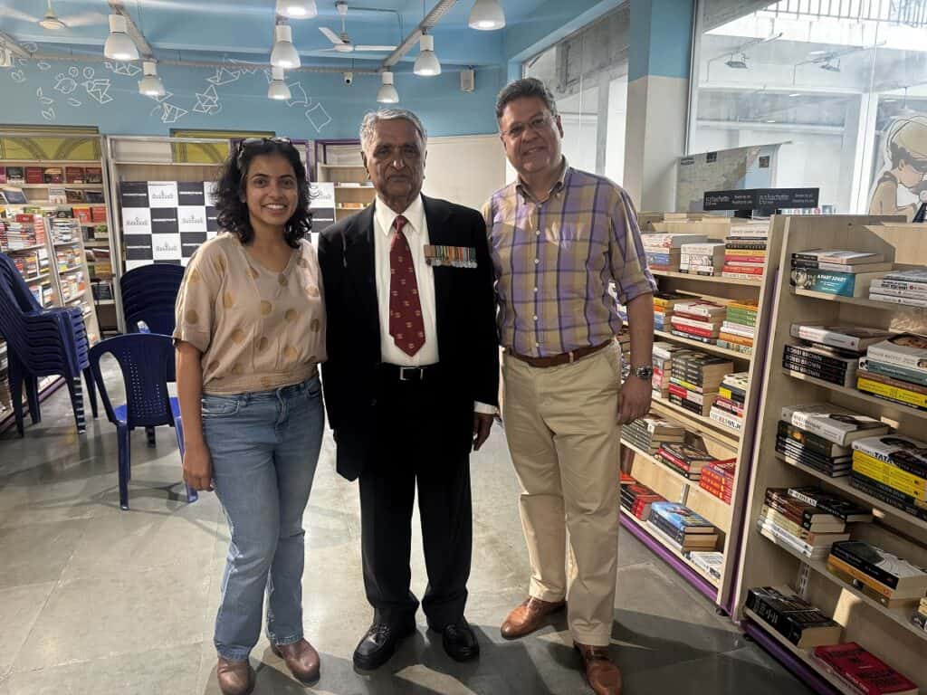 three people standing